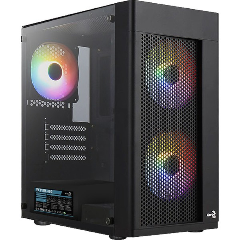 Aerocool Hexform 400W 3X12CM Frgb LED Fanlı, Mesh Ön Panel, Temperli Cam Yan Panel, USB 3.0 Matx Bilgisayar Kasası (AE-HEXFR-400) PC Kasaları Fiyatı