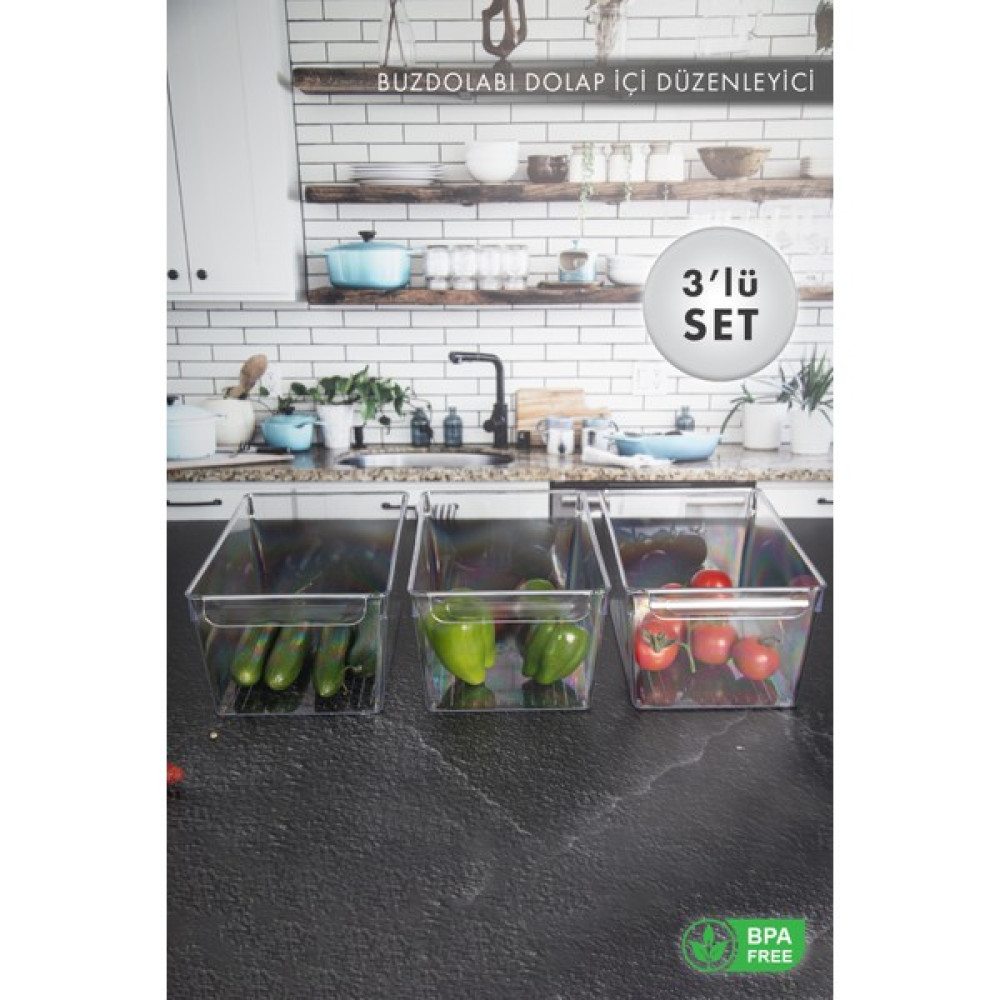 Aes Home Maxi-Midi-Mini- Buzdolabı Içi Düzenleyici-Organizer Kapaksız Büyük -Orta -Küçük Boy Şeffaf(Kapaksız) Saklama Kapları Fiyatı