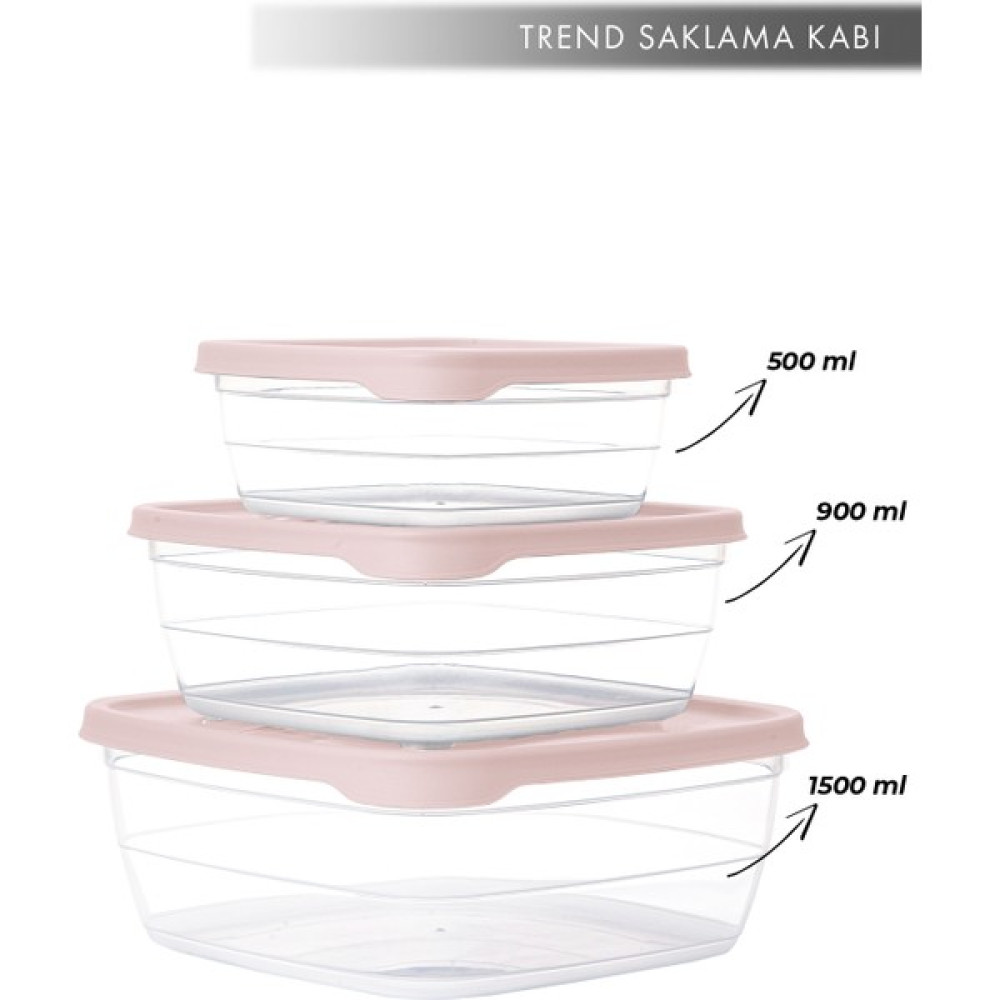 Aes Home Trend Box Kare Sızdırmaz Kapak Saklama Kabı 3'lü Set Pudra Pembe Oto Boyaları Fiyatı