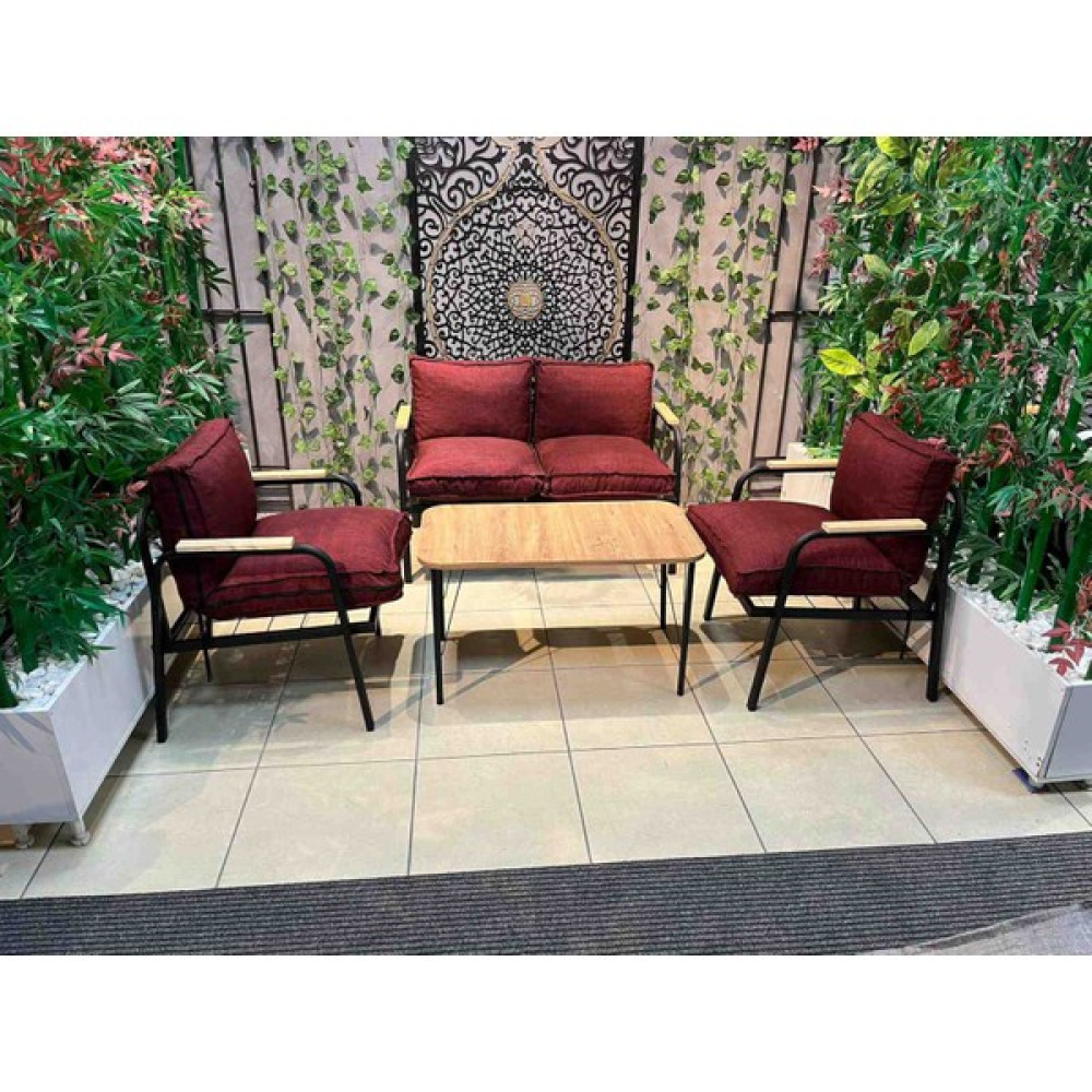 Afa Dekors Vera 2-1-1 + Sehpa Bahçe,Balkon,Teras,Cafe Takım Mobilya - Bordo Bahçe Mobilyası Takımı Fiyatı