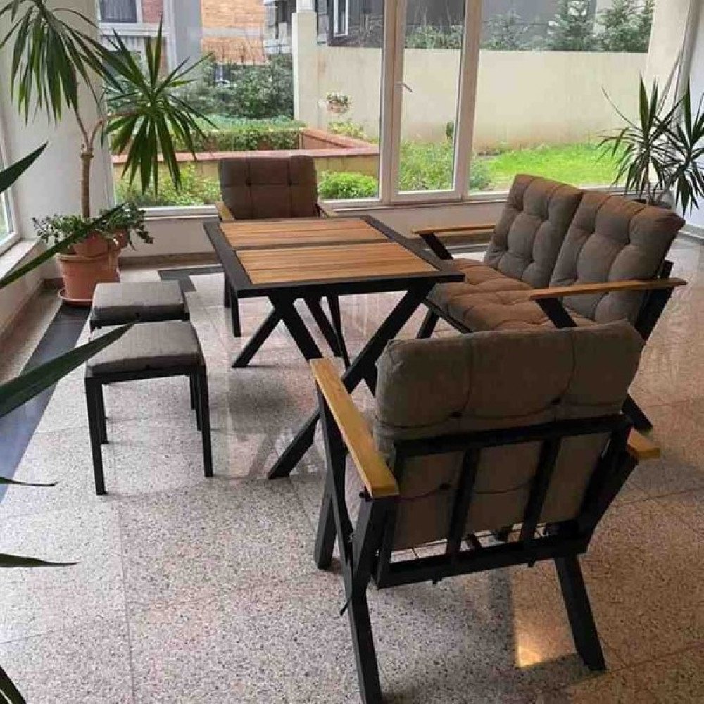 Afa Dekors Zeta 2-1-1 -2 Puf ve Lux Masa Balkon,bahçe, Cafe Takım.mobilyalari Bahçe Mobilyası Takımı Fiyatı