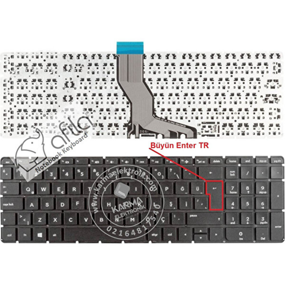 Afila Hp Pavilion 15-AB214NT, 15-AB215NT Klavye (Siyah Tr) Büyük Enter Kablosuz Klavye Fiyatı