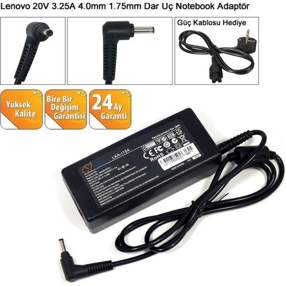 Afila Lenovo Ideapad 510-15ISK - Laptop Şarj Cihazı ( 20V 3.25 65W - 4.0mm - 1.75MM ) Laptop Adaptör Fiyatı