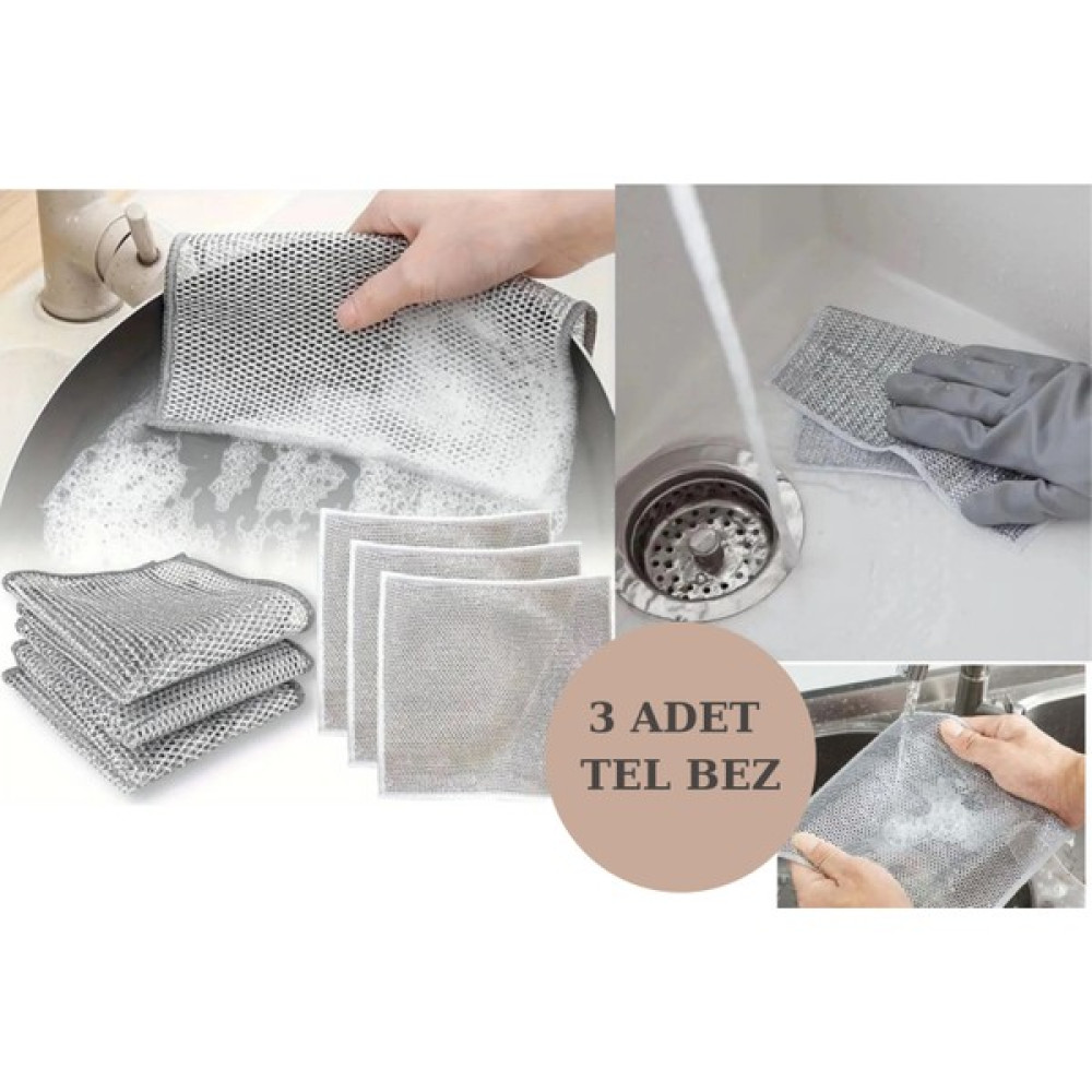 Afili Home 3 Adet Çift Katlı Bulaşık Teli Süngeri, Tel Bez Bulaşık Bezi Telli Ovma Bezi  Çift Katman Çizmez Mutfak Banyo Tel Bez Oto Boyaları Fiyatı