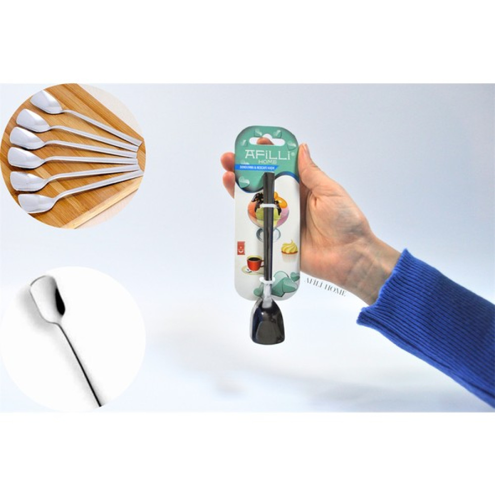 Afili Home 6'lı Paslanmaz Çelik Dondurma ve Tatlı Kaşığı, Nescafe, Tatlı, Dondurma Kaşığı, 6'lı Kaşık Seti - Gümüş Çatal / Kaşık / Bıçak Takımları Fiyatı