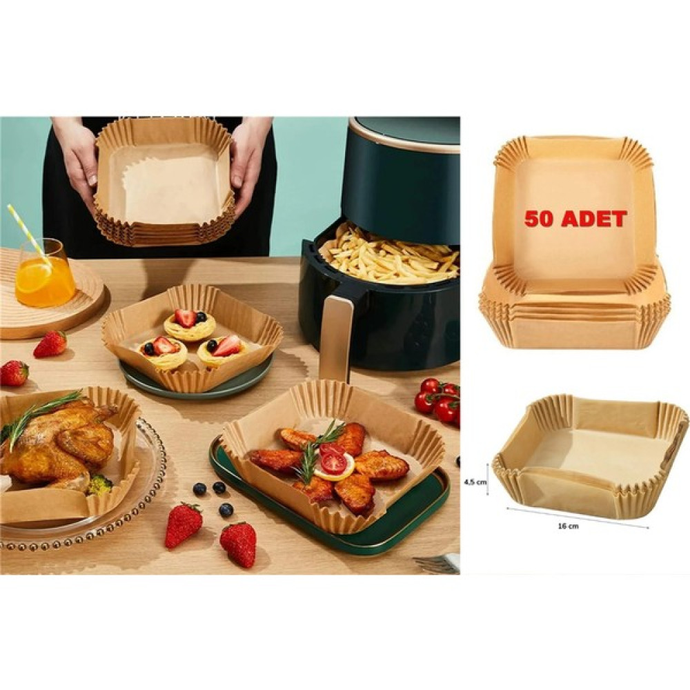 Afili Home Airfryer Pişirme Kağıdı 50 Adet Kare Air Fryer Kağıt Philips Xiaomi Tefal ve Tüm Modeller ile Uyumlu Kare Tabak Model, Kare Airfryer Piş... Pişirme Kağıdı Fiyatı