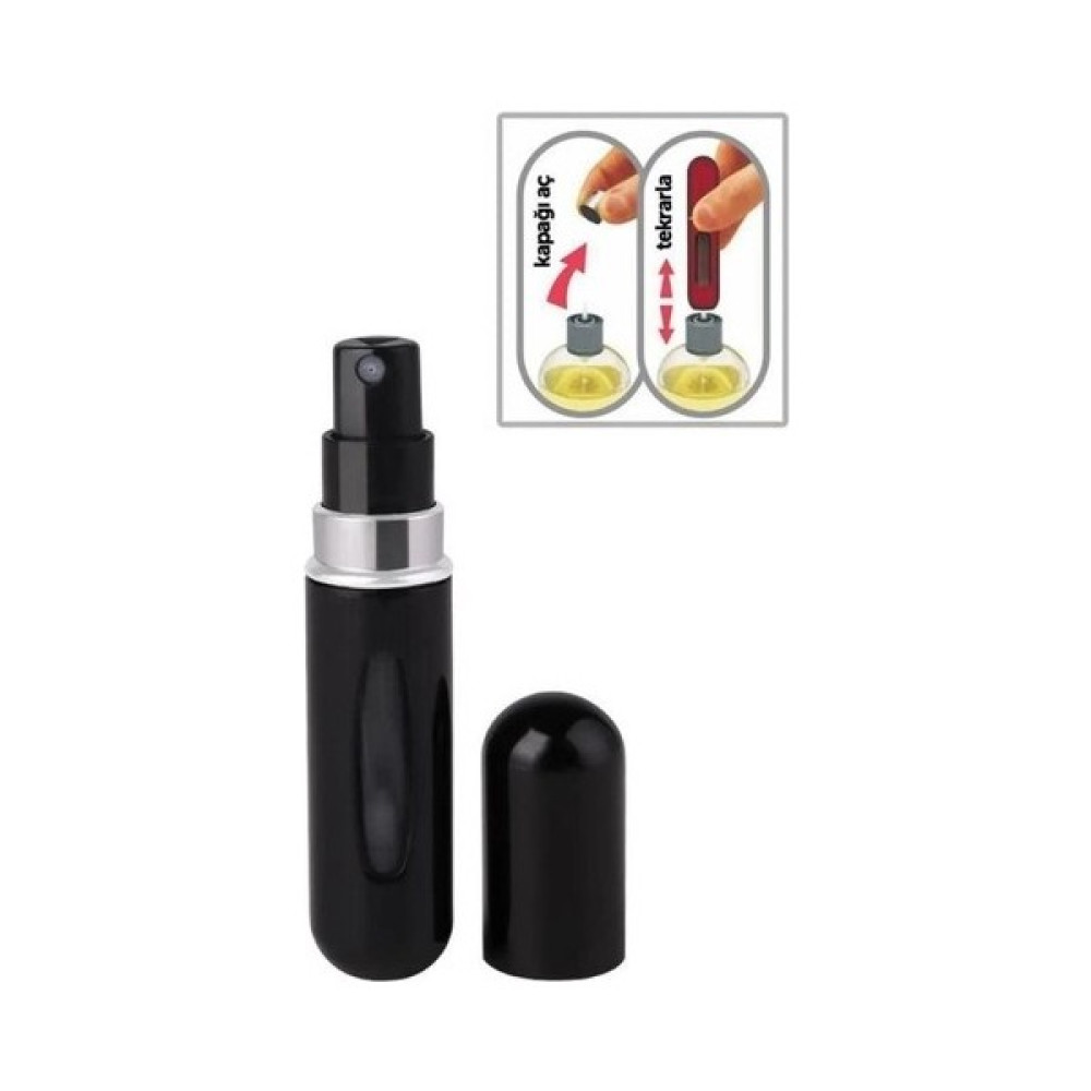 Afili Home Doldurulabilir Çanta İçi Mini Cep Seyahat Boy Parfüm Şişesi Siyah 5 ml Hijyen ve Temizlik Fiyatı