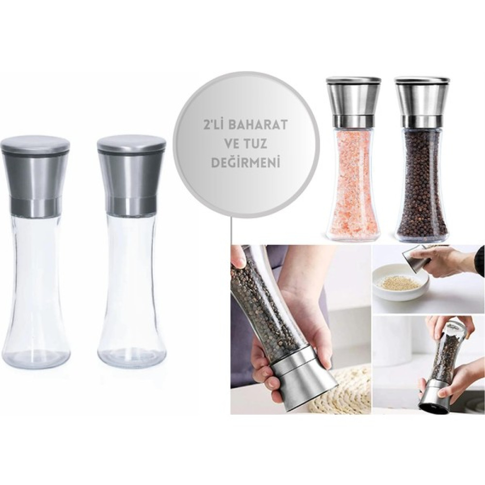 Afili Home Inox Başlıklı Karabiber Tuz Öğütücü Değirmen 2 Adet Baharat Setleri & Baharatlıklar Fiyatı