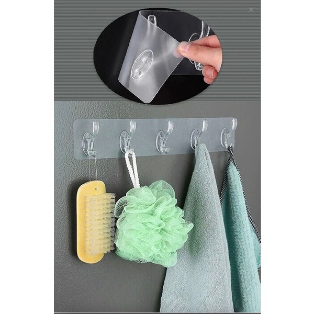 Afili Home Şeffaf 5'Li Kendinden Yapışkanlı - Duvar Askısı - Banyo, Mutfak Düzenleyici Askı - Pratik Askılık Banyo Aksesuarları Fiyatı