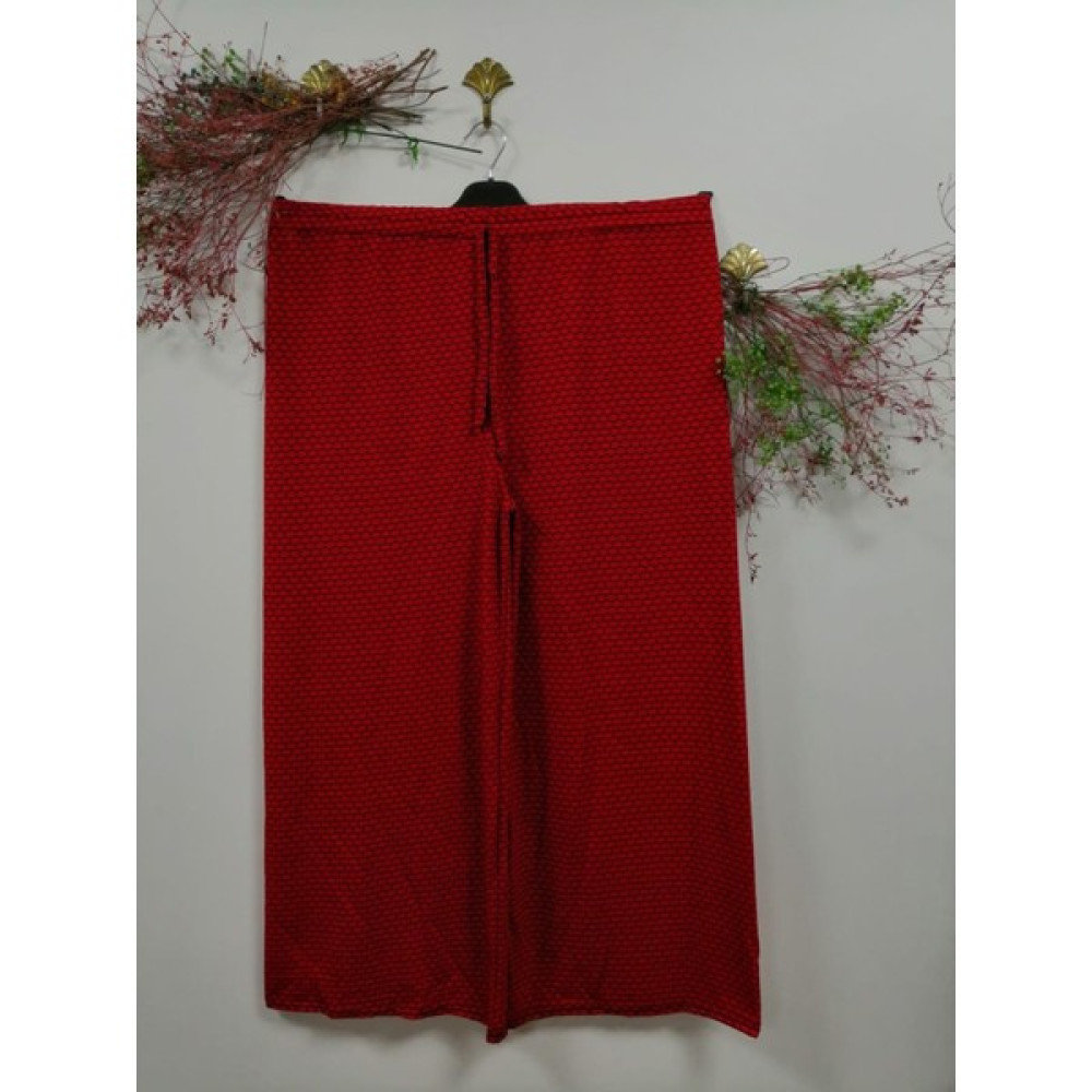 Afilli Moda Kırmızı Desenli Bol Paça Büyük Beden Pantolon Kadın Pantolon Fiyatı