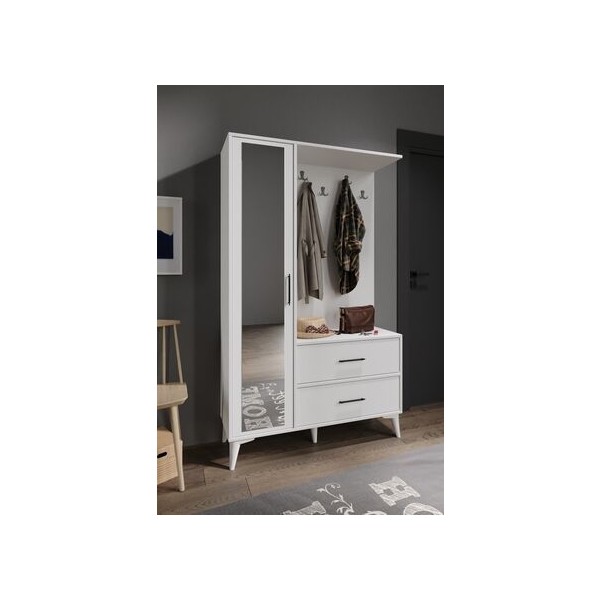 Afilli Oslo Aynalı Portmanto Vestiyer %100 MDF Klasik Tasarım 5 Raflı 110x181x36 cm Ölçülerinde Portmanto Fiyatı