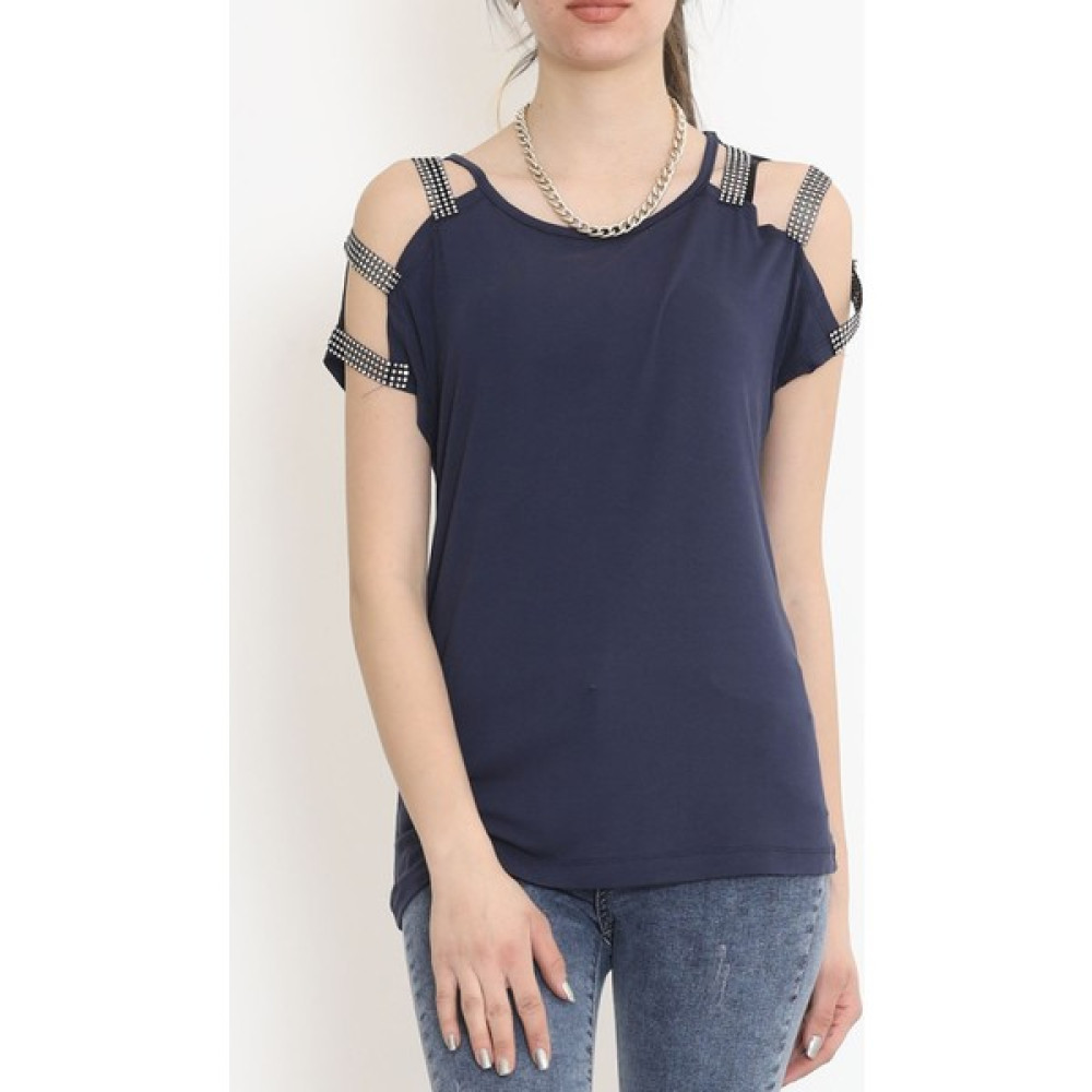 Afillix Concept Omuz Dekolteli Bluz Indigo - 11273.599. Bluz Fiyatı