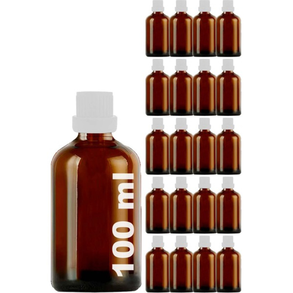 Afracam 100 cc Amber Kilitli Beyaz Kapaklı 100 ml Kahverengi Cam Şişe 20 Adet - Siyah Saklama Kapları Fiyatı