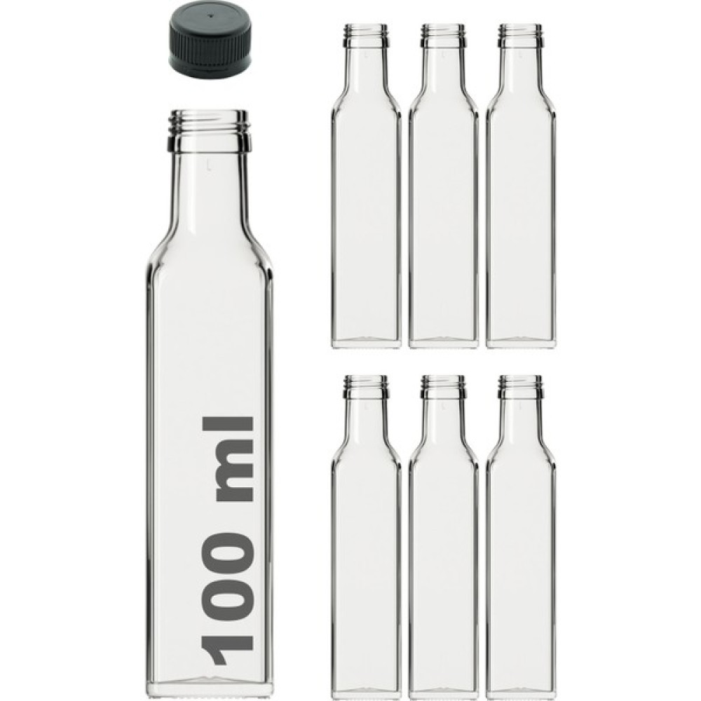 Afracam 100 cc Şeffaf Maraska Sızdırmaz Siyah Kapaklı 100 ml Köşeli Cam Şişe 6 Adet Saklama Kapları Fiyatı