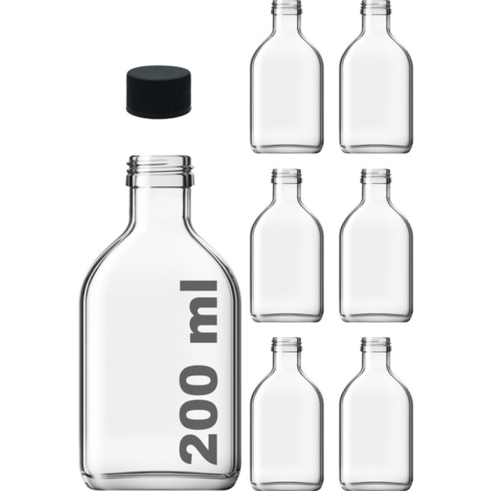 Afracam 200 cc Cold Brew Şeffaf 200 ml Sızdırmaz Siyah Plastik Kapaklı Yassı Cam Şişe (Soğuk Kahve) 6 Adet Saklama Kapları Fiyatı