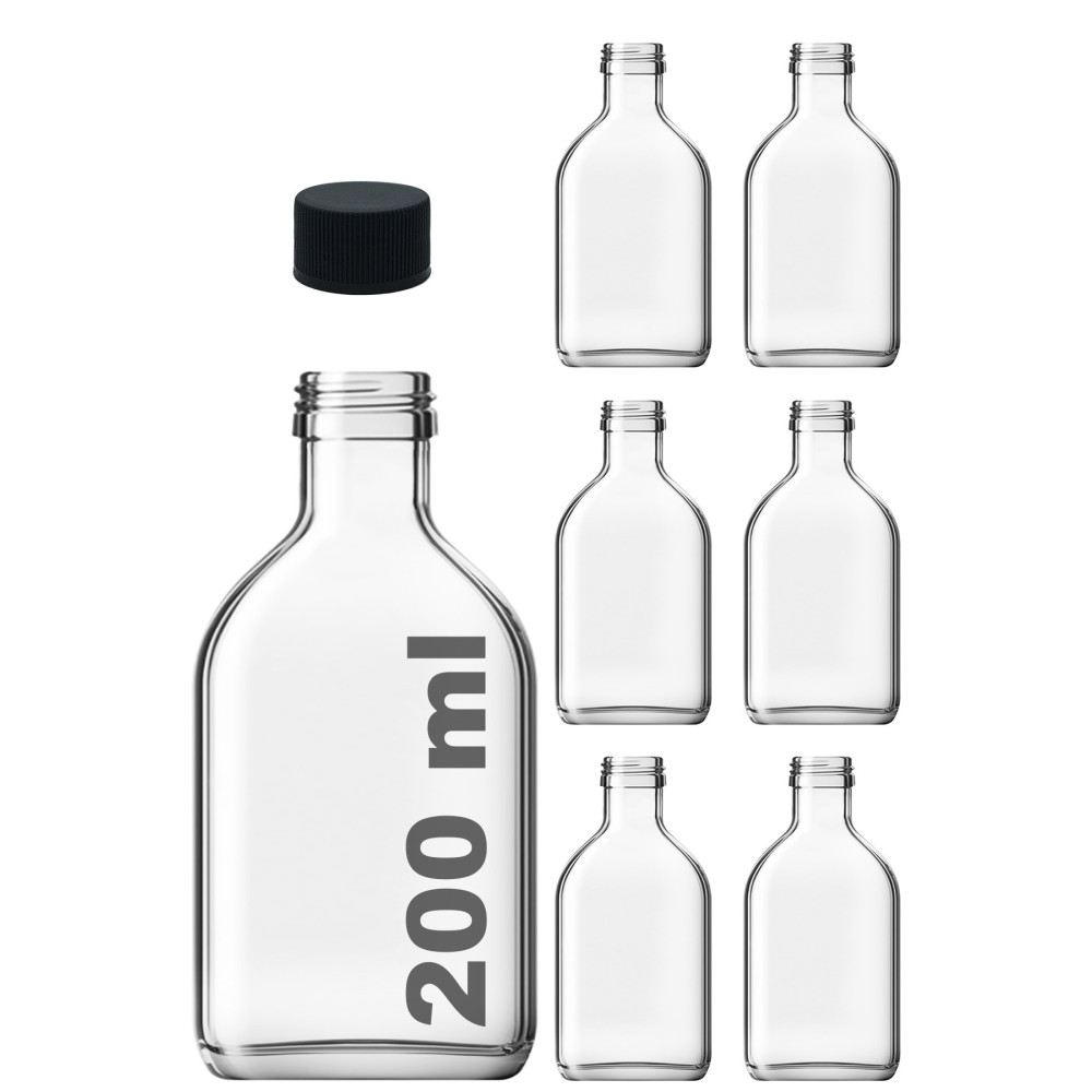 Afracam 200 ml Şeffaf Cold Brew Yassı Siyah Plastik Kapaklı Boş Cam Şişe 6 Adet Soğuk Kahve Mutfak Gereçleri Fiyatı