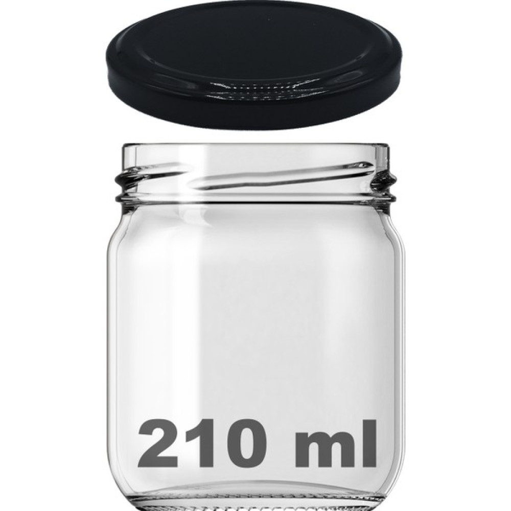 Afracam 210 cc Kavanoz Metal Siyah Konserve Kapaklı 210 ml Şeffaf Cam Kavanoz 1 Adet Saklama Kapları Fiyatı