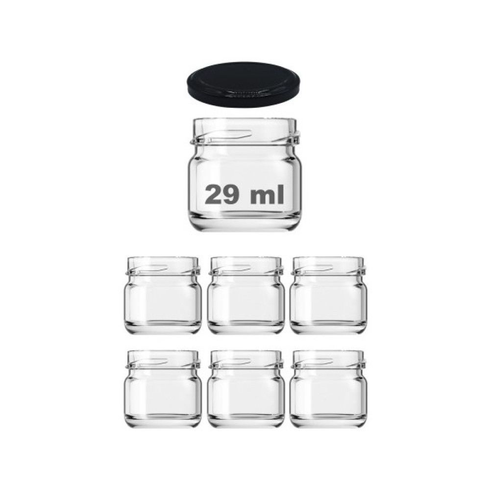 Afracam 29 cc Kavanoz Metal Siyah Konserve Kapaklı 29 ml Şeffaf Küçük Cam Kavanoz 6 Adet Saklama Kapları Fiyatı