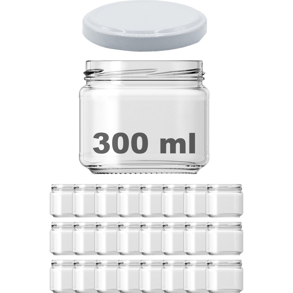 Afracam 300 cc Kavanoz Metal Beyaz Konserve Kapaklı 300 ml Şeffaf Cam Kavanoz 24 Adet Diğer Fiyatı