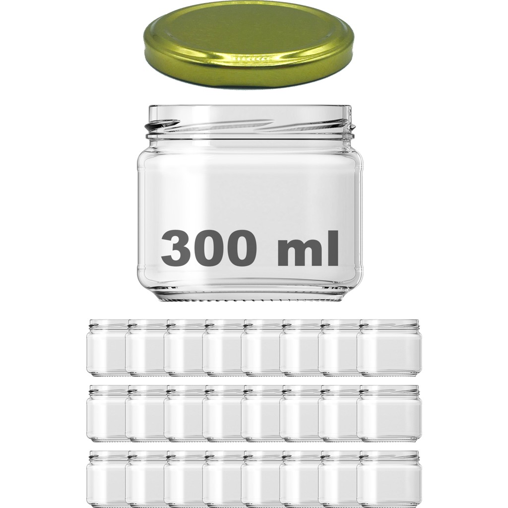 Afracam 300 cc Kavanoz Metal Gold Konserve Kapaklı 300 ml Şeffaf Cam Kavanoz 24 Adet Diğer Fiyatı