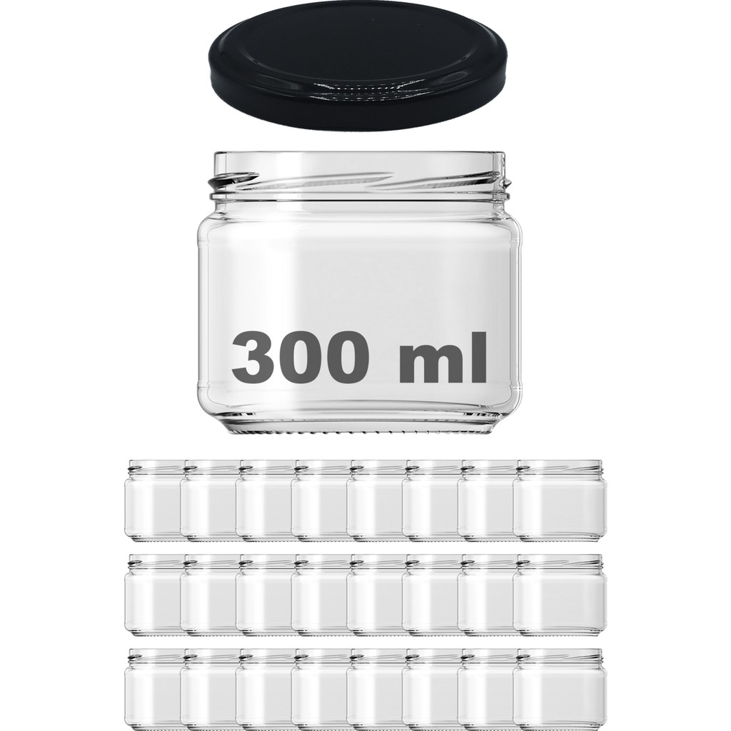 Afracam 300 cc Kavanoz Metal Siyah Konserve Kapaklı 300 ml Şeffaf Cam Kavanoz 24 Adet Diğer Fiyatı