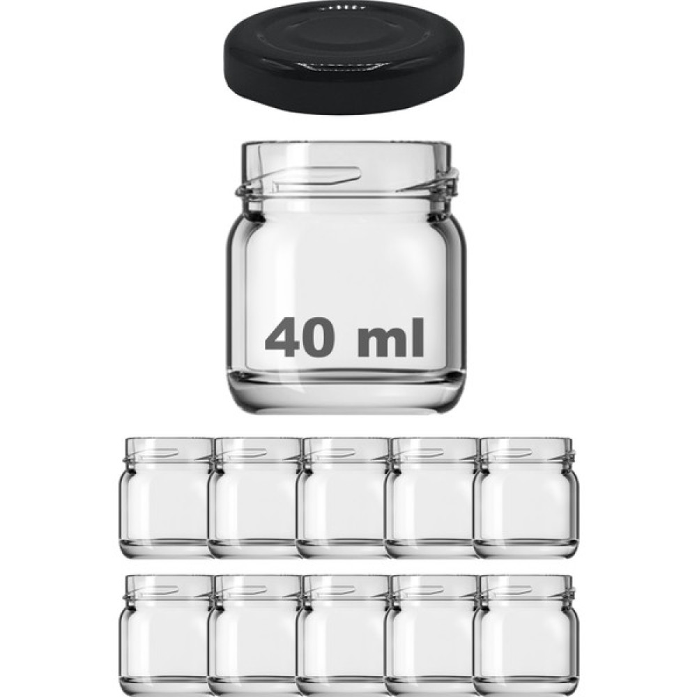 Afracam 40 cc Kavanoz Metal Siyah Konserve Kapaklı 40 ml Şeffaf Küçük Cam Kavanoz 10 Adet Saklama Kapları Fiyatı