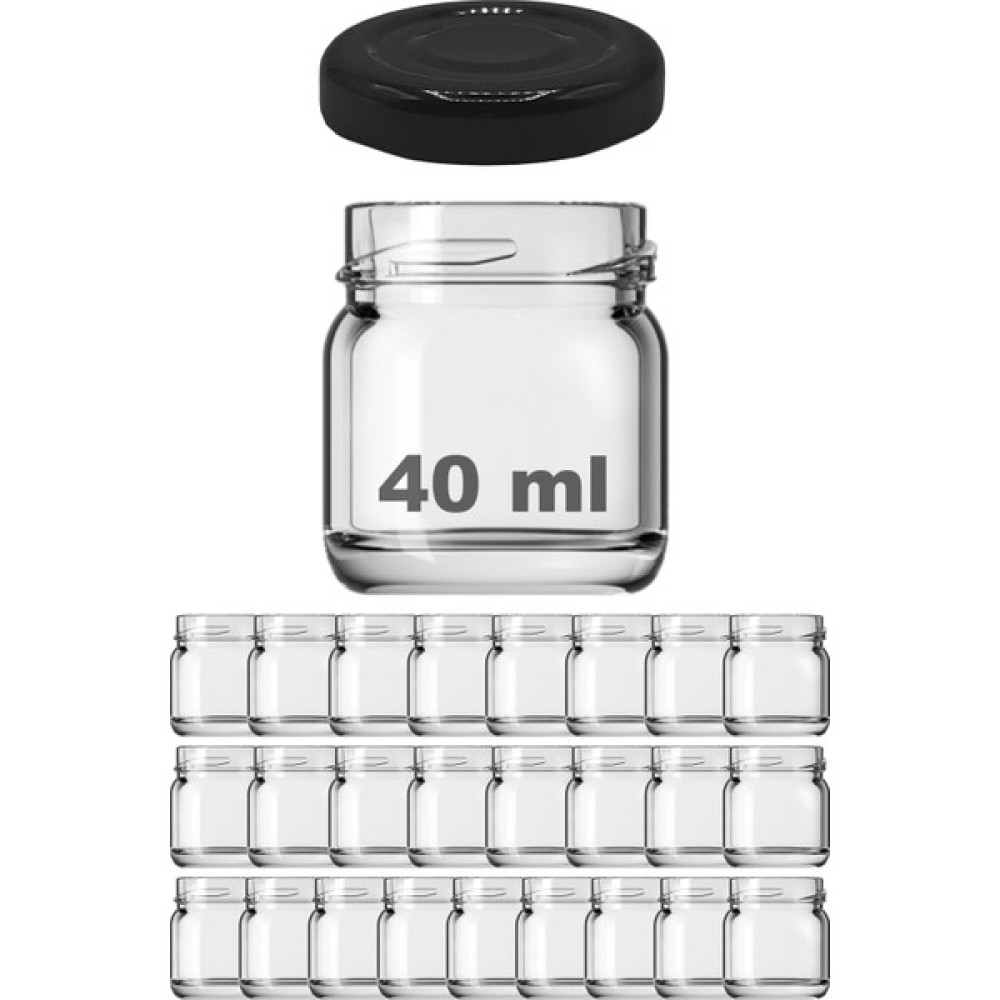 Afracam 40 cc Kavanoz Metal Siyah Konserve Kapaklı 40 ml Şeffaf Küçük Cam Kavanoz 25 Adet Saklama Kapları Fiyatı