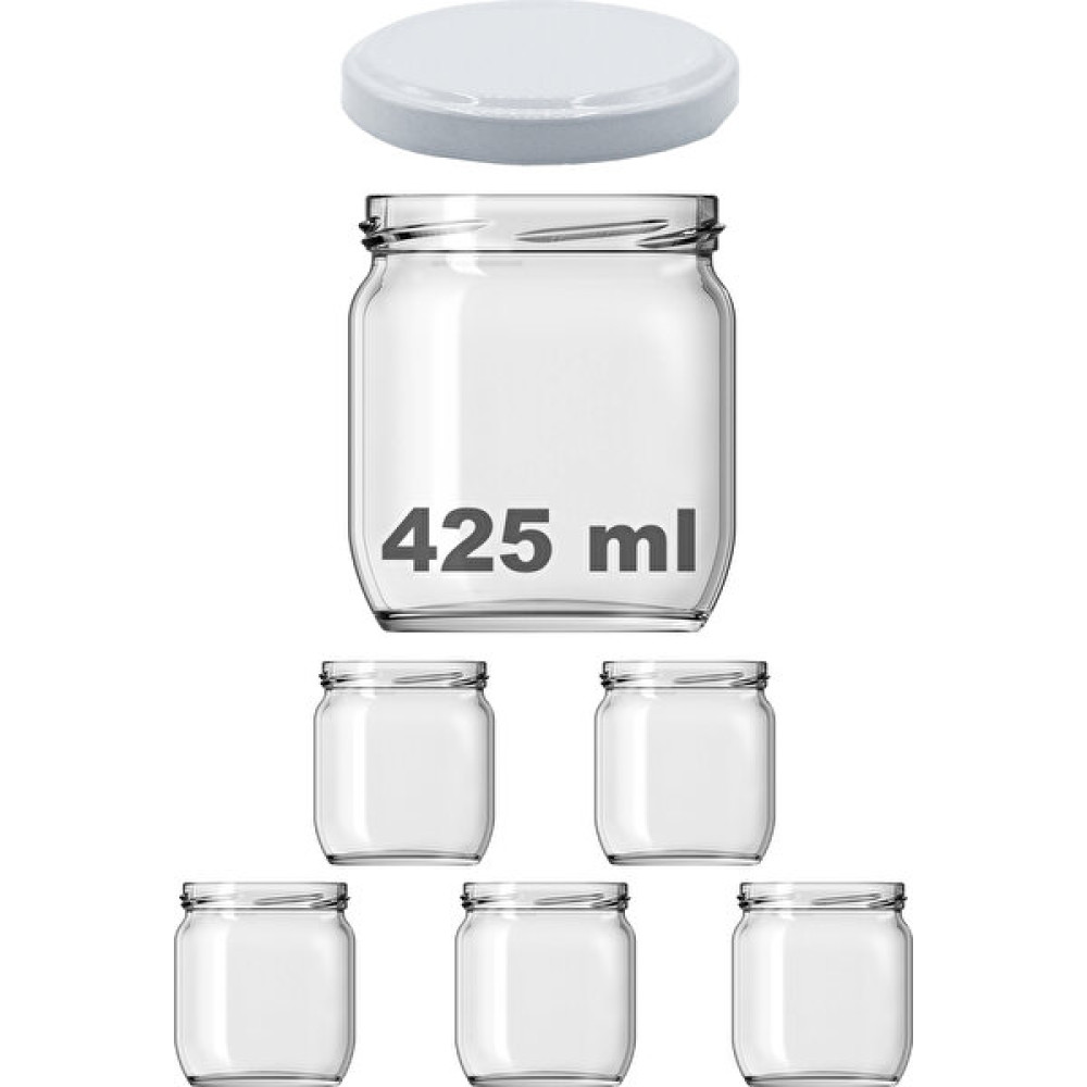 Afracam 425 cc Kavanoz Metal Beyaz Konserve Kapaklı 425 ml Şeffaf Cam Kavanoz 5 Adet Saklama Kapları Fiyatı