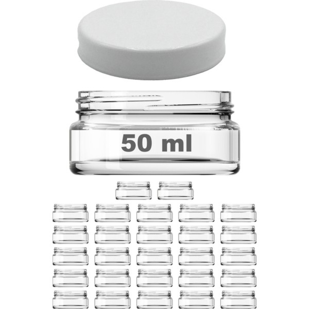Afracam 50 cc Kavanoz Plastik Beyaz Kapaklı 50 ml Şeffaf Cam Krem Kavanoz 27 Adet Saklama Kapları Fiyatı