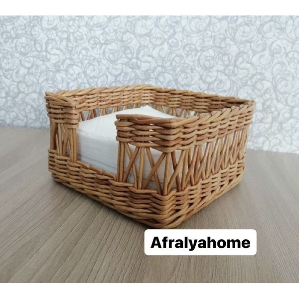 Afralya Home 1 Parça Hasır Bambu Rattan Peçetelik-Hasır Sepet-Düzenleyici Küçük (0-25 Çap) Kahverengi - 0 Sepet Fiyatı