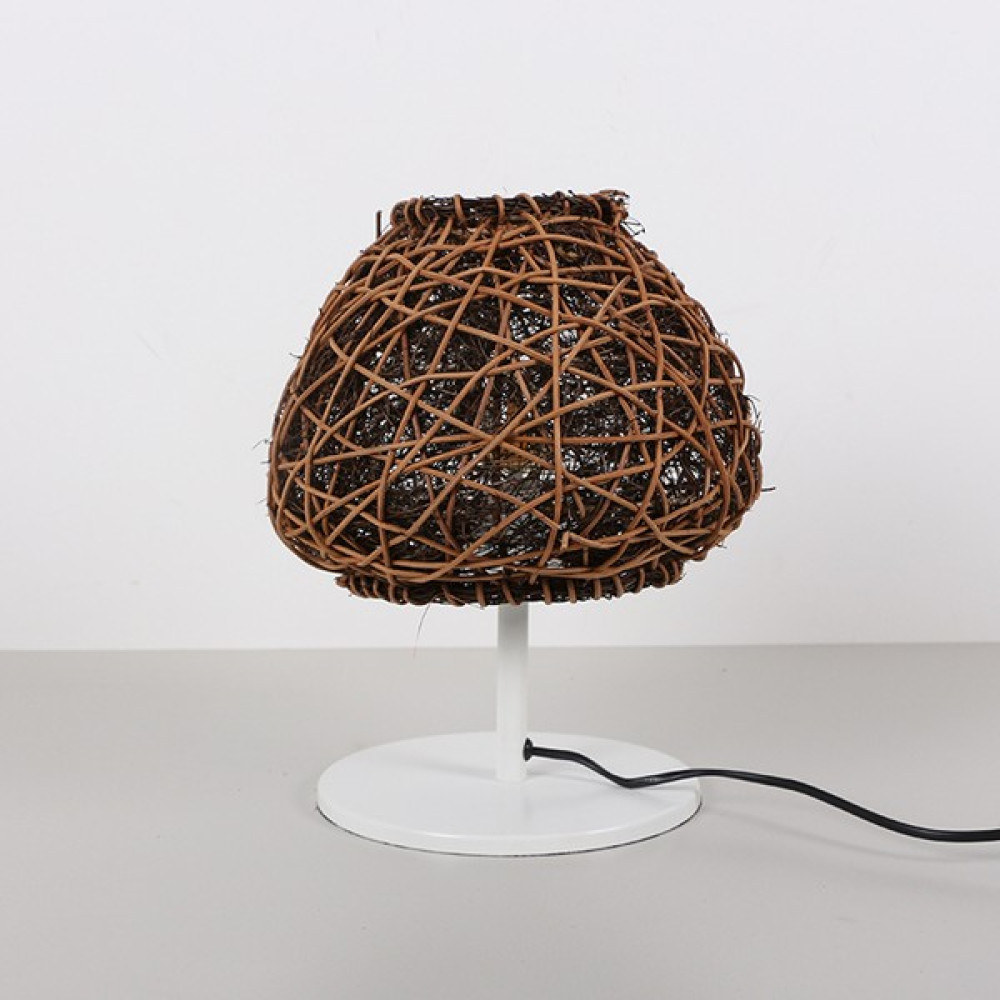 Afrika Beyaz Ayaklı Rattan Led Masa Lambası, Bohem Masa Lambası, Çalışma Masası Lambası 25x30cm Masa Lambası Fiyatı