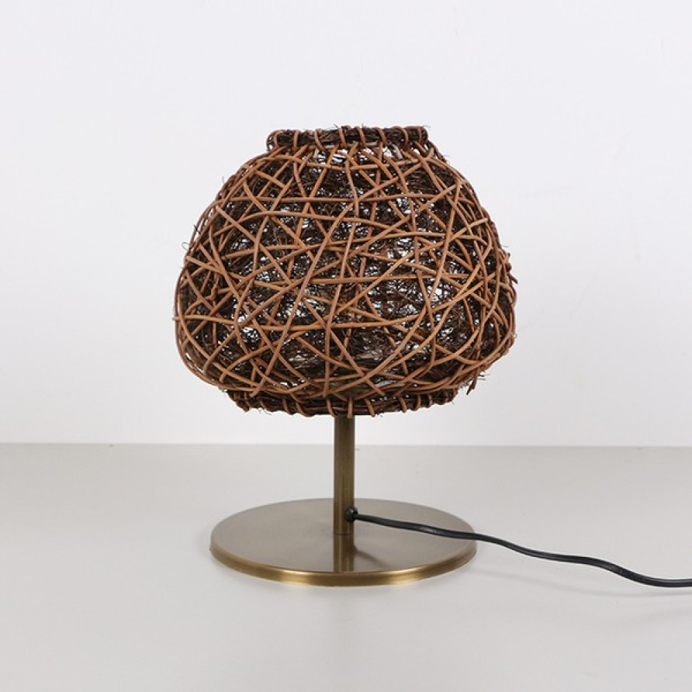 Afrika Gold Ayaklı Rattan Led Masa Lambası, Bohem Masa Lambası, Çalışma Masası Lambası 25x30cm Masa Lambası Fiyatı