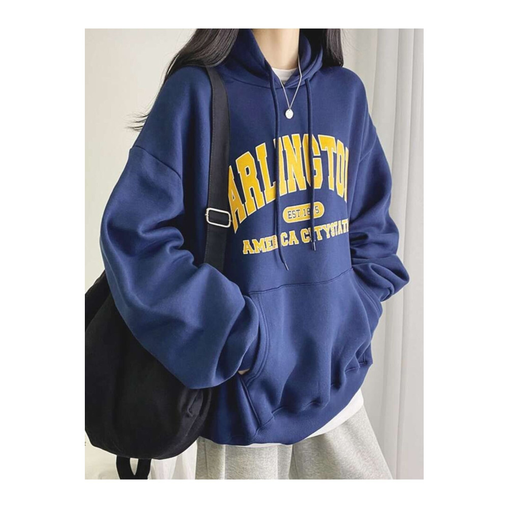 AFROGİYİM Kadın Arlington American City State Baskılı Pamuklu Kapüşonlu Sweatshirt M Beden Bayan Sweatshirt Fiyatı