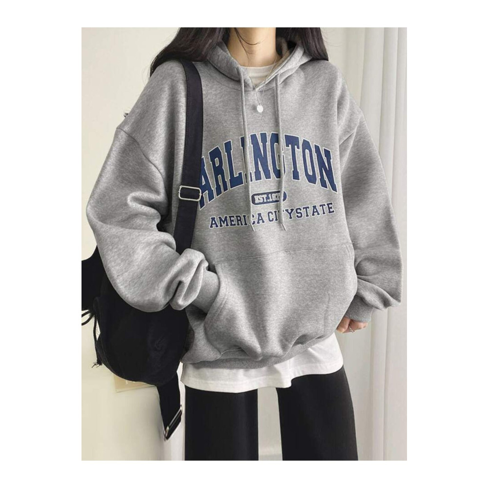 AFROGİYİM Kadın Arlington American City State Baskılı Pamuklu Kapüşonlu Sweatshirt XL Beden Bayan Sweatshirt Fiyatı