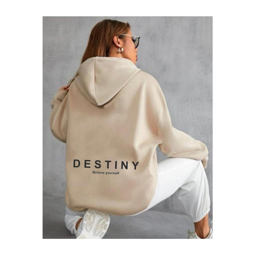 AFROGİYİM Kadın Destiny Baskılı Oversize Kapşonlu Hoodie M Beden Bayan Sweatshirt Fiyatı