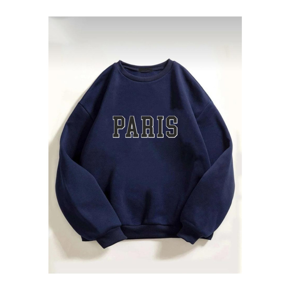 AFROGİYİM Kadın Oversize Parıs Baskılı Sweatshirt L Beden Bayan Sweatshirt Fiyatı