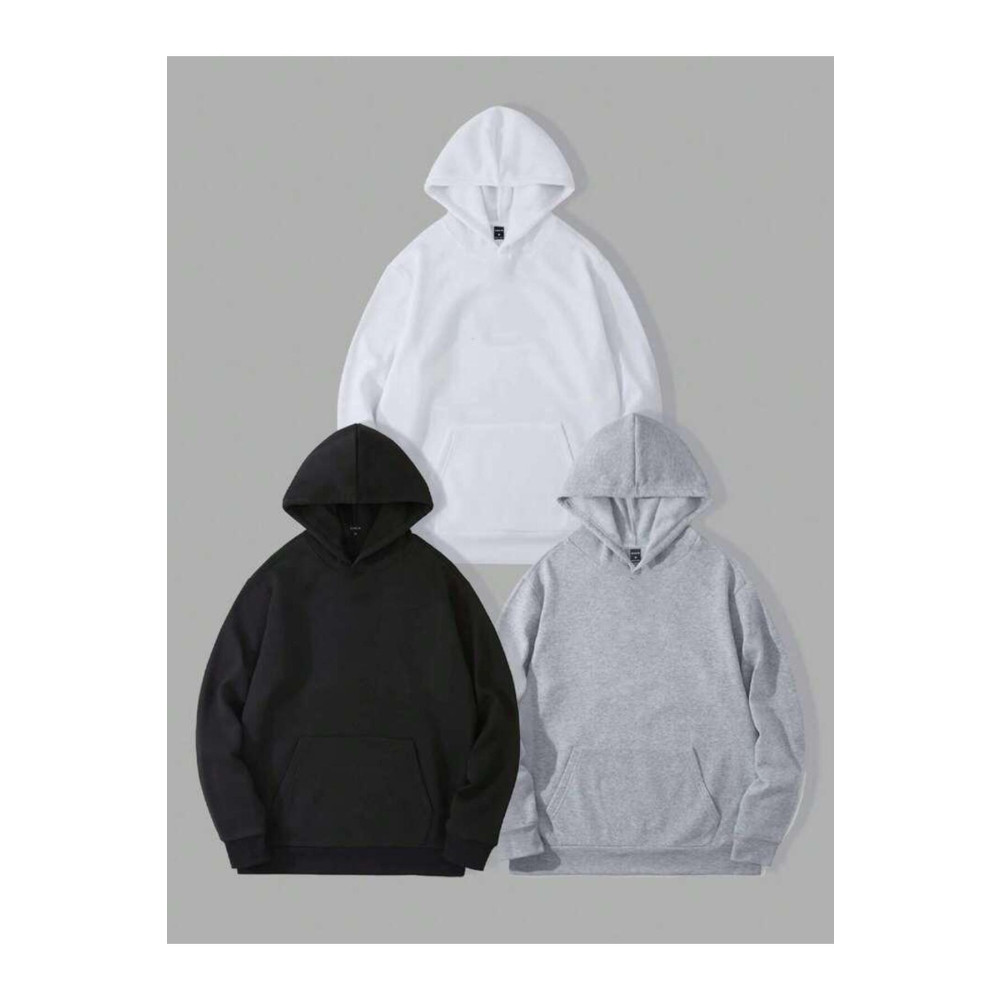 AFROGİYİM Unisex Düz 3 Lü Düz Baskısız Üç Ip Kapüşonlu Oversize Sweatshirt L Beden Bayan Sweatshirt Fiyatı