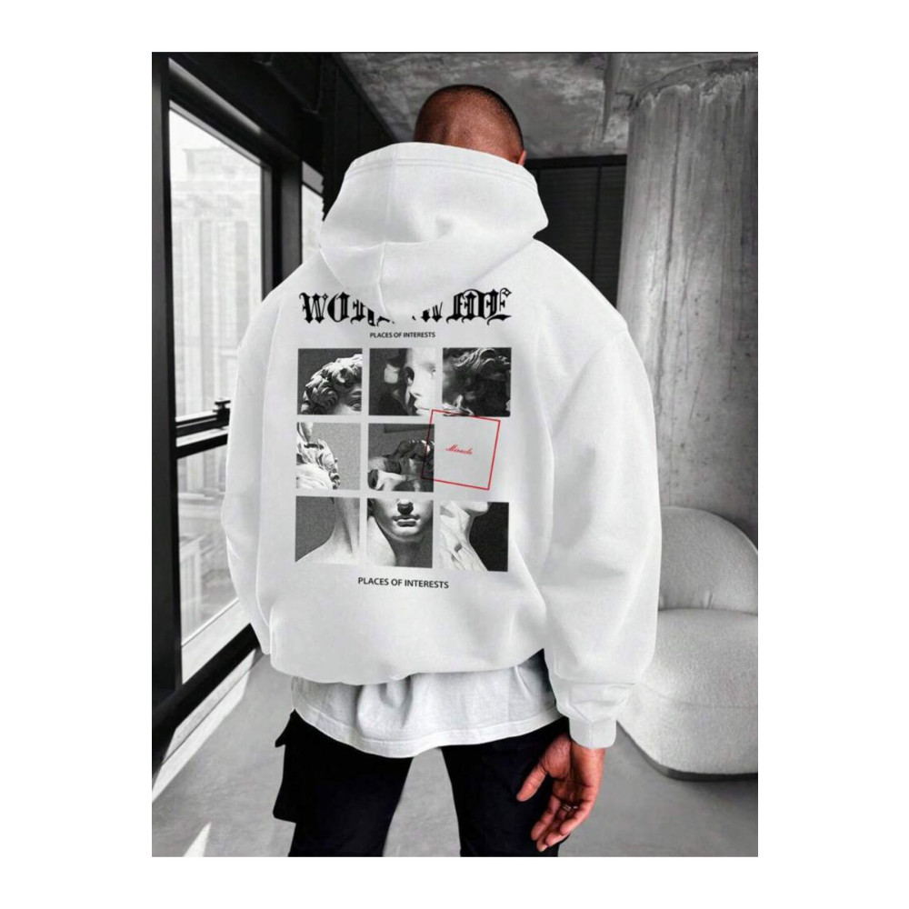 AFROGİYİM Unisex Place Of İnterets Baskılı Oversize Üc İp Hoodie XL Beden Bayan Sweatshirt Fiyatı
