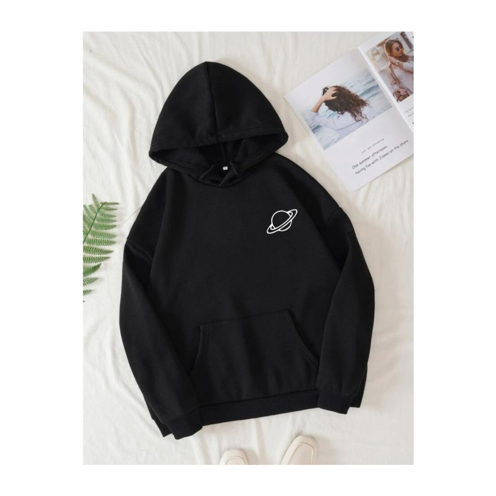 AFROGİYİM Unisex Satürn Baskılı Oversize Kapşonlu Hoodie XL Beden Bayan Sweatshirt Fiyatı