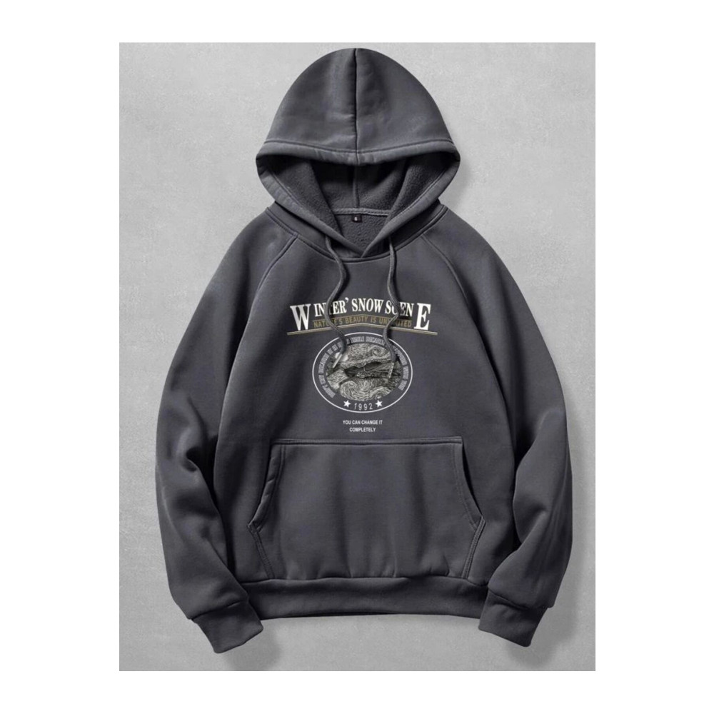 AFROGİYİM Unisex Winner Snow Baskılı Polar Kapüşonlu Sweatshirt XL Beden Bayan Sweatshirt Fiyatı