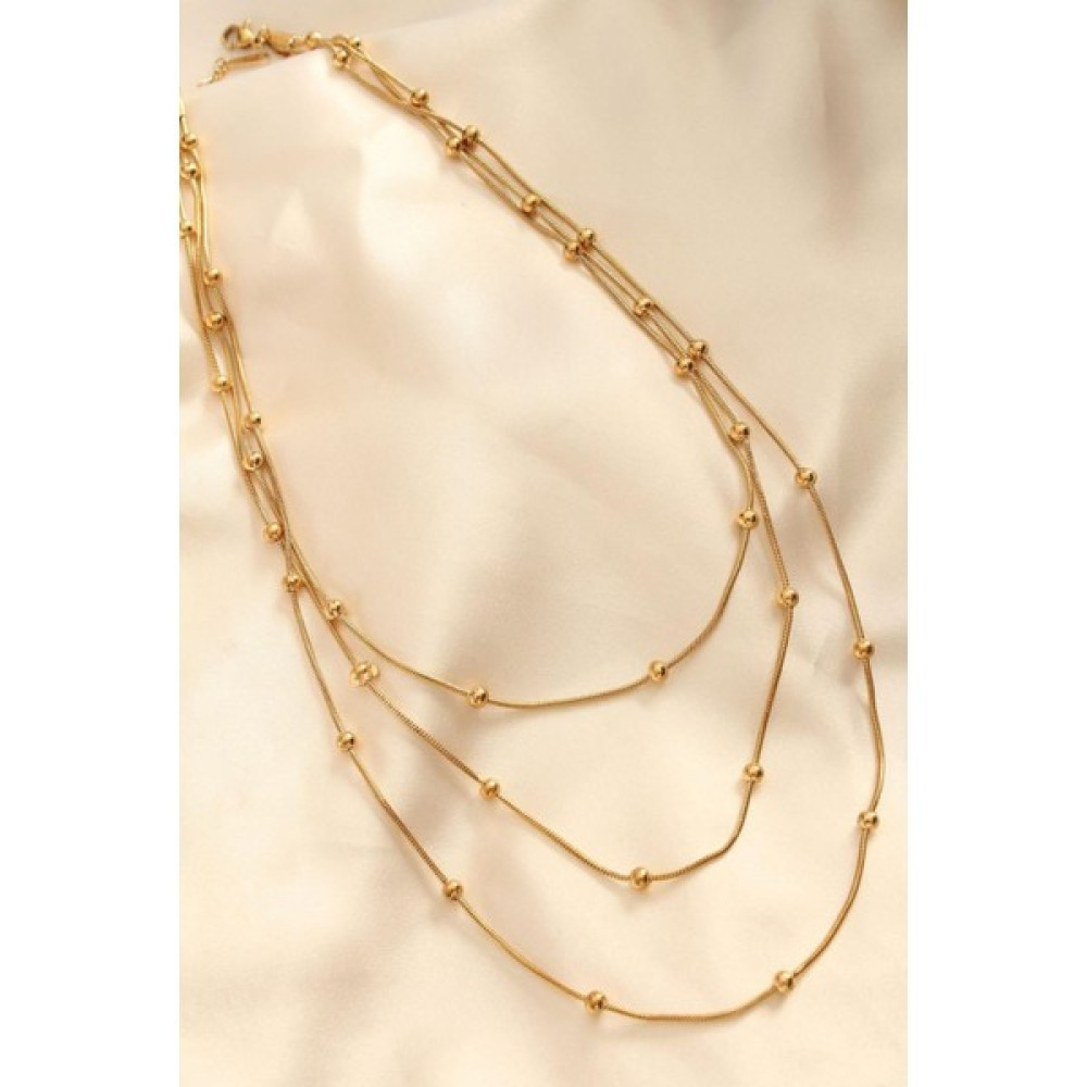 AG Accessories Dorika 3'lü Çelik Kolye - Gold Diğer Fiyatı
