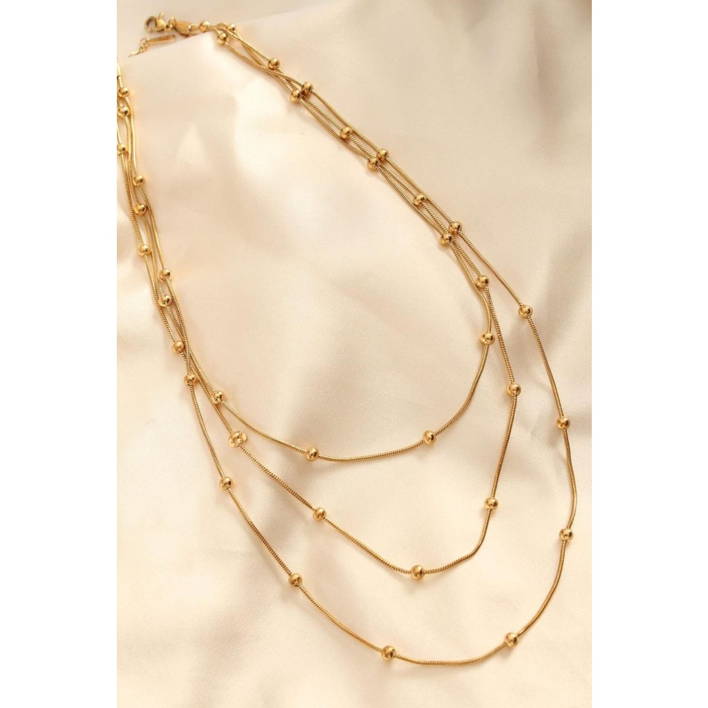 AG Accessories Dorika 3'lü Çelik Kolye - Gold Diğer Fiyatı
