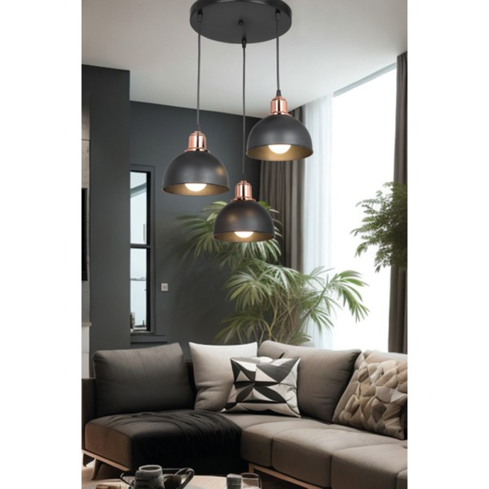Ag Light Design Şeffaf Sarkıt Avize Salon Mutfak Koridor Yatak Odası Lamba - 3'lü - Siyah Avize Fiyatı
