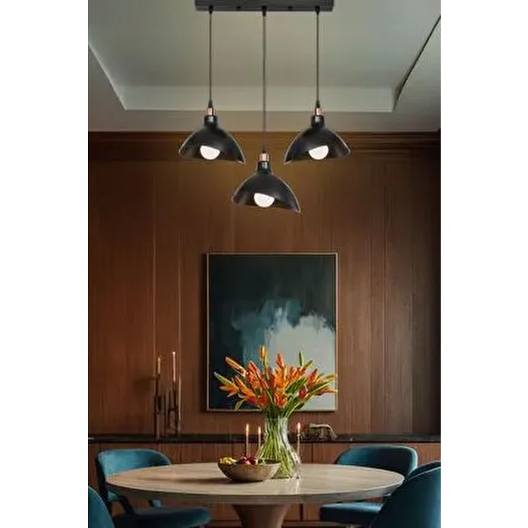 Ag Light Design Siyah Plastik Sarkıt Avize Modern Tasarım 3lü Sıralı Mutfak Salon Cafe Bar Yatak Odası Koridor - 1 Avize Fiyatı