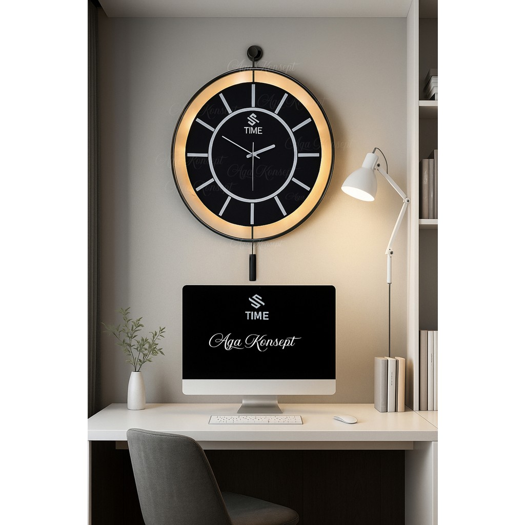 Aga Konsept LED Li Divan Tiktok (Büyük Boy 50 x 75 Cm),Modern Dekoratif Metal Duvar Saati - Siyah Duvar Saati Fiyatı