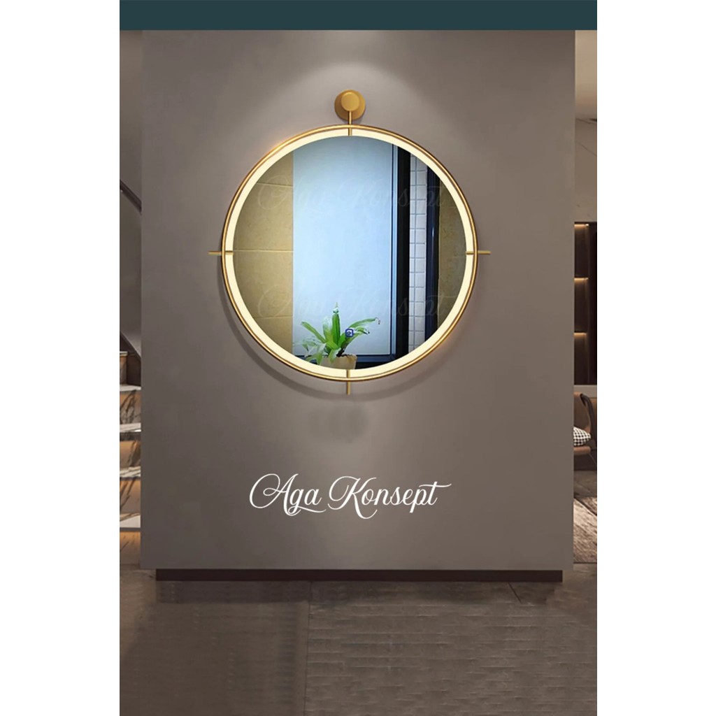 Aga Konsept LED Li Gold Simirna Ayna 50*75 cm, 60*70 cm ve 75*85 cm Dekoratif Hol Koridor Duvar Salon Mutfak Banyo Wc Ofis Makyaj Aynası Diğer Fiyatı