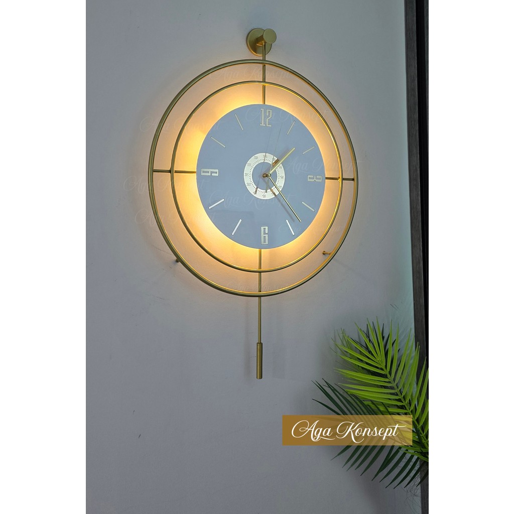 Aga Konsept Led'li Gold Target Kristal (Büyük Boy 50 x 75 Cm),Modern Dekoratif Sarkaçlı Metal Duvar Saati Duvar Saati Fiyatı