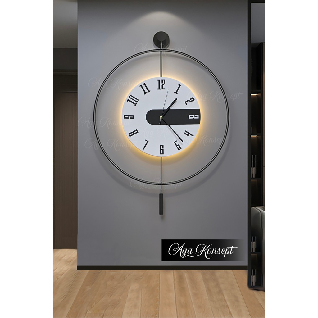 Aga Konsept Led'li Siyah Latin 3 Kristal Tiktok (Büyük Boy 50 x 75 Cm), Modern Dekoratif Metal Duvar Saati Duvar Saati Fiyatı