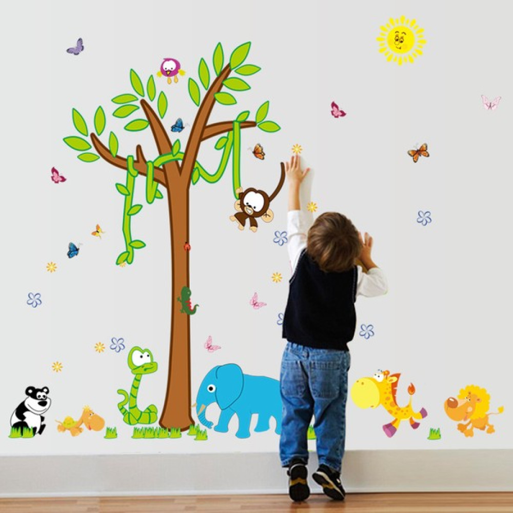 Ağaç Maymun ve Hayvanlar Bebek ve Çocuk Odası Duvar Dekoru Pvc Duvar Sticker Bebek Odası Duvar Süsü Fiyatı