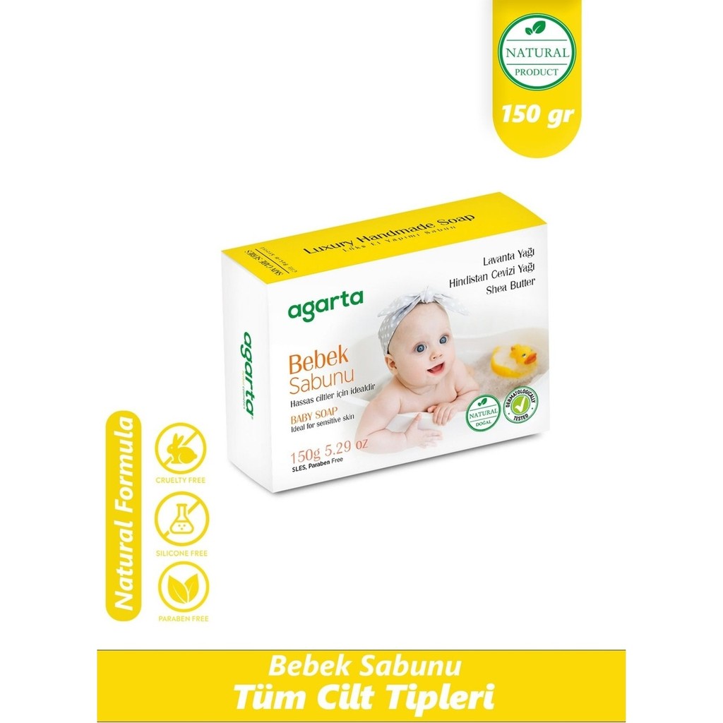 Agarta Bebek Sabunu - Doğal Lavanta Yağı Hindistan Cevizi Yağı ve Shea Butter ile Yeni Doğanlar Için Hassas Cilt Sabunu, 150 gr Bebek Sabunu Fiyatı